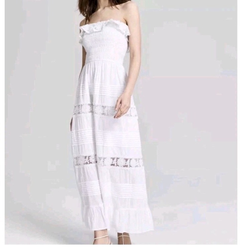 And Now This Dress Boho‎ Cottagecore Feminine Lace Ruffle Tier Maxi Lined 3X NWT